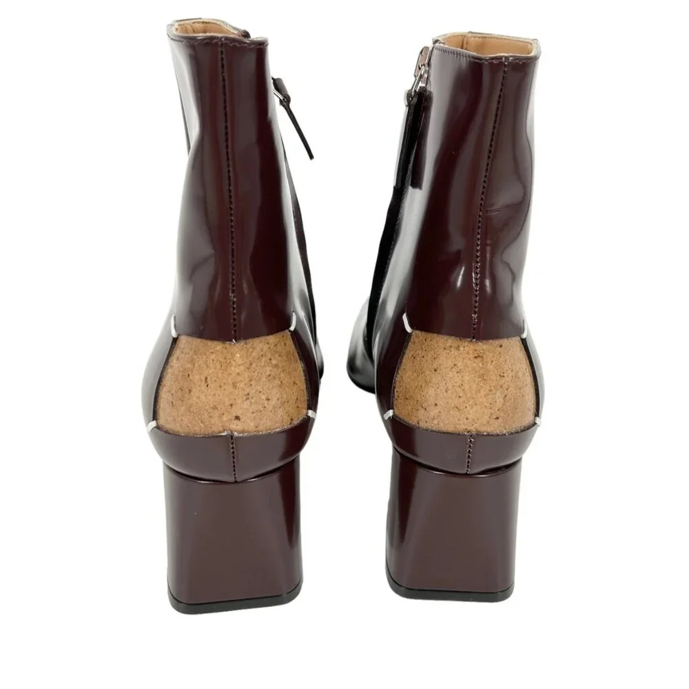 NWOB Maison Margiela Four Stitch Burgundy Patent Leather Boots
